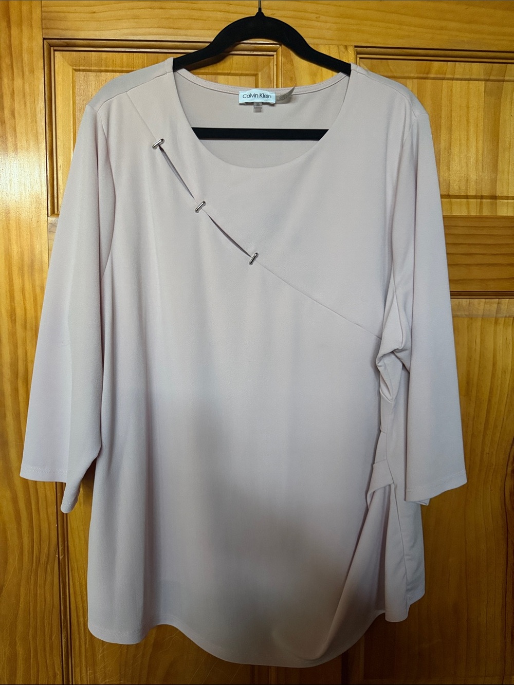 Calvin Klein Soft Blush Long-Sleeve Tunic with Pin Accents